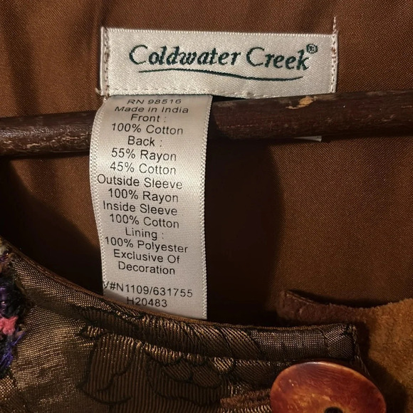 - Coldwater Creek western boho western native Brown Orange green button ja… - Picture 8 of 11